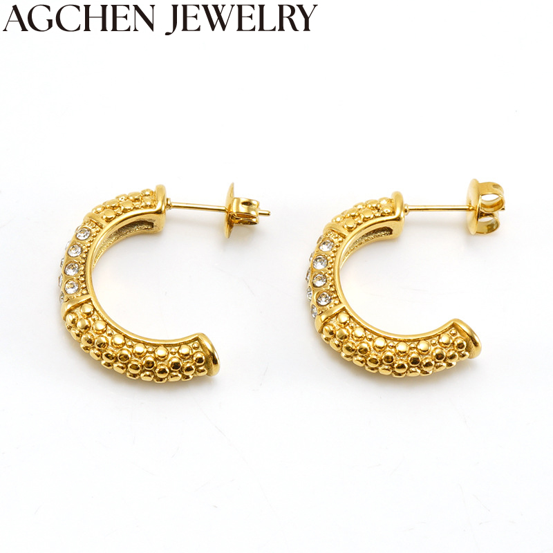 AG Gold Polka Dot and Zircon Earrings AG-ZYG716