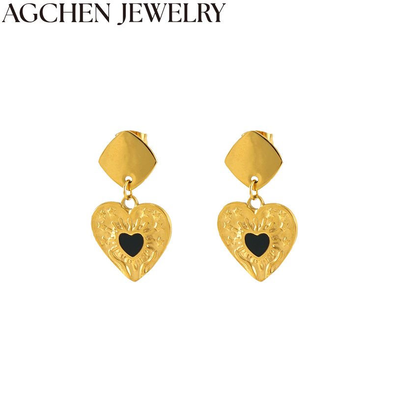 AG Elegant Black Heart Earrings AG-ZYG1397