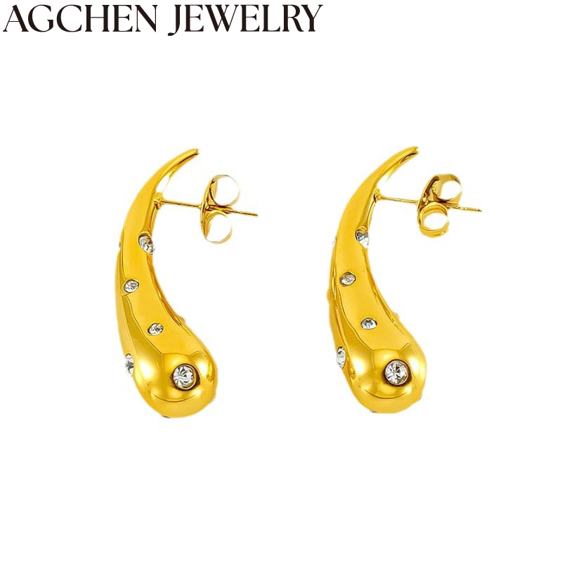 AG Pointed Stainless Steel Zircon Earrings AG-ZYG872