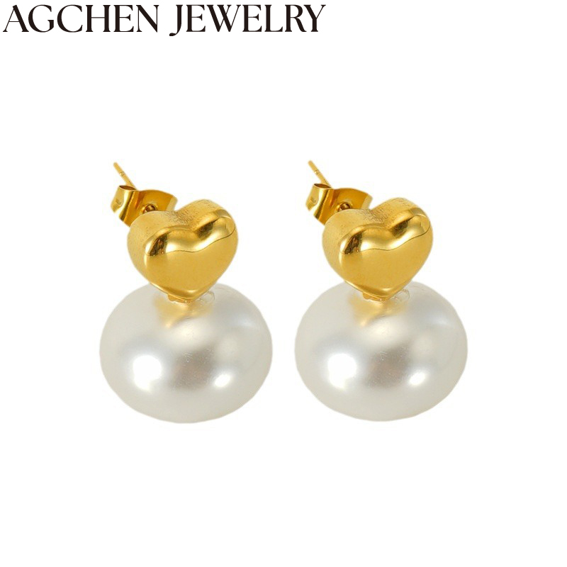 AG Cute Heart and Pearl Earrings AG-ZYG874