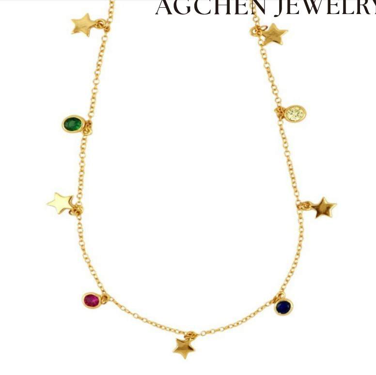 AG Multi-Color Zircon Star Necklace AGLN0278