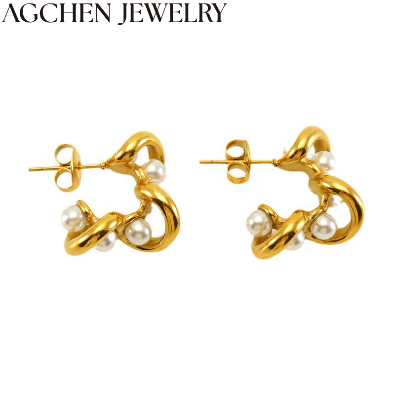 AG Women's Geometric Earrings with Pearl AG-ZYG911