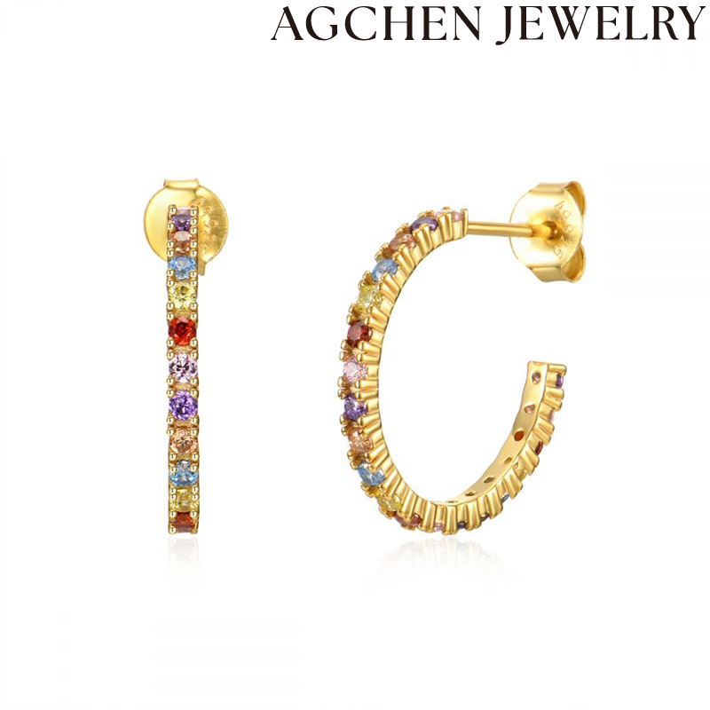 AG C-Shaped Multicolor Zirconia Earrings AGLN0500