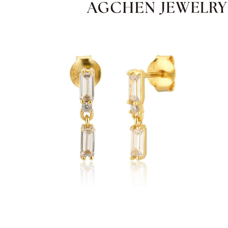 AG White Square Zircon Earrings AGLN1121