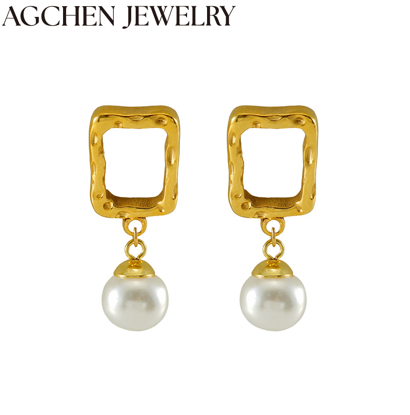 AG Stainless Steel Women's Drop Earrings with Pearl  AG-ZYG1376