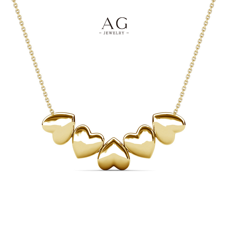AG Five Heart Pendant Necklace Romantic Stacking Jewelry AG JEWELRY AGDP0887