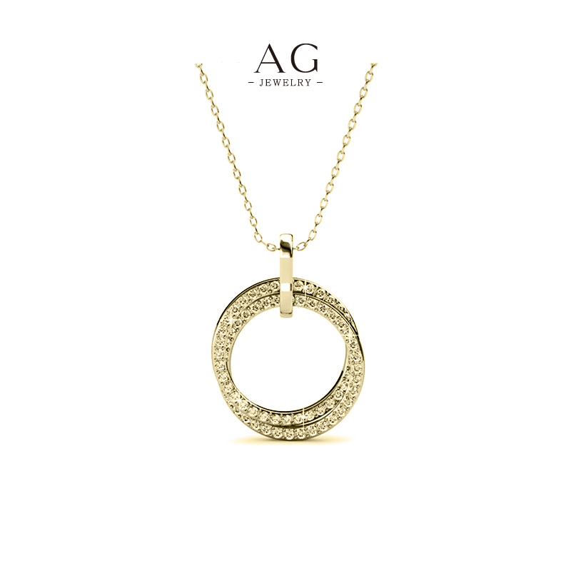 AG JEWELRY Double Hoop Zirconia Necklace Stacking Design B2B Supplier Small MOQ AGDPS0693 