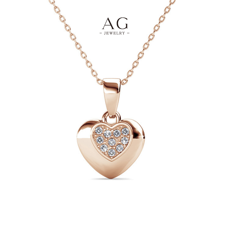 AG Solid Heart Pendant Necklace Timeless Love Design AGDPS0090