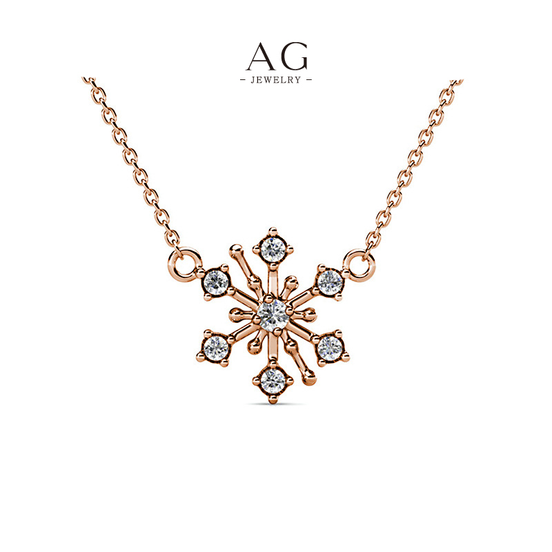 AG Snowflake Zirconia Necklace Winter Holiday Jewelry AGDPS0384