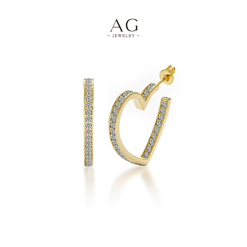 AG Open Heart Earrings Minimalist Love Jewelry Small MOQ Manufacturer AGDE0814