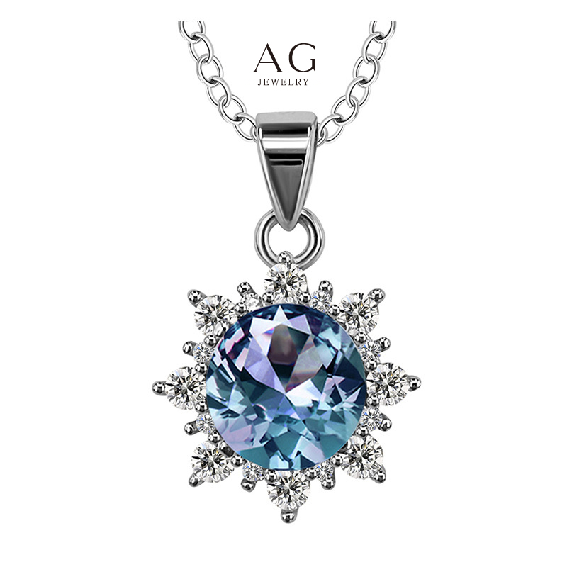 AG Multicolor Zirconia Pendant Necklace Rainbow Crystal Design AGDGPS0024