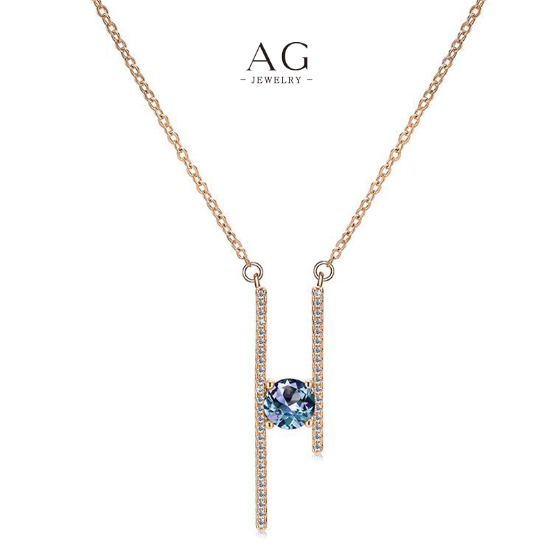 AG Blue Zirconia Statement Necklace Vibrant Crystal Jewelry AG JEWELRY AGDGPS0052