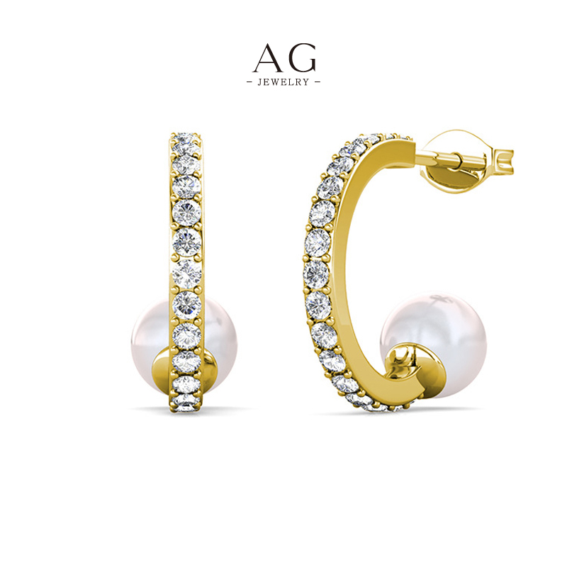 AG Pearl Zirconia Earrings Bridal Luxury Jewelry Collection AGDE0532 