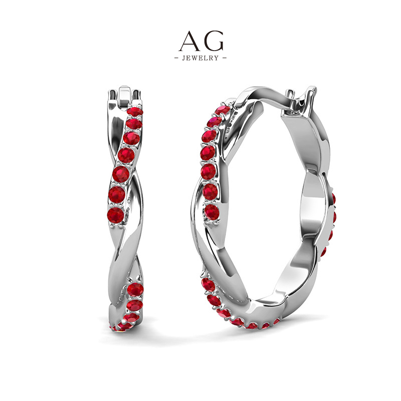 AG 12 Color Twisted Hoop Clip Earrings Birthstone Collection AGDE0712
