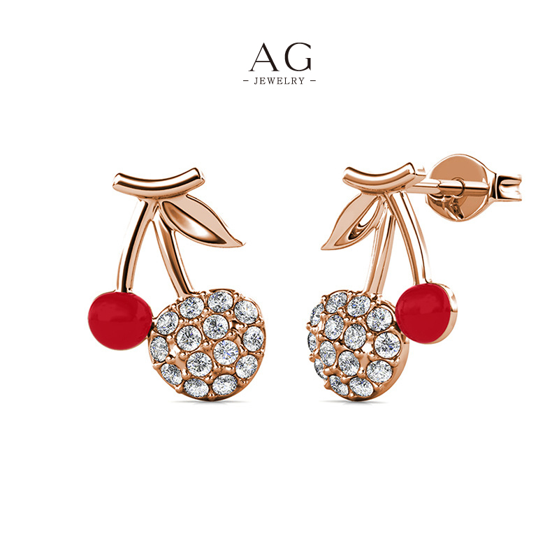 AG Cherry Zirconia Earrings Fruit Inspired Jewelry Collection AGDES0552 