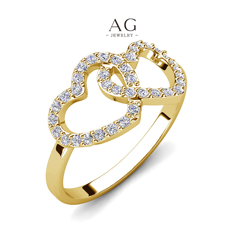 AG Double Heart Ring Couple Matching Jewelry AGDR0161