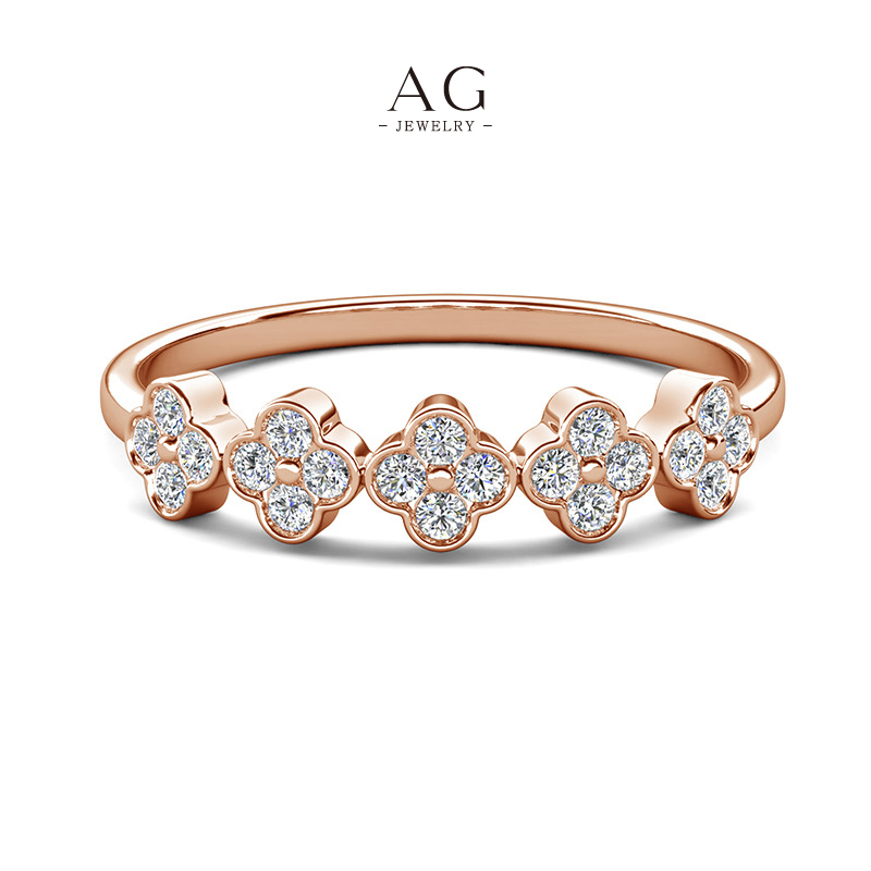 AG Four Leaf Clover Ring Lucky Charm Design AGDR0156