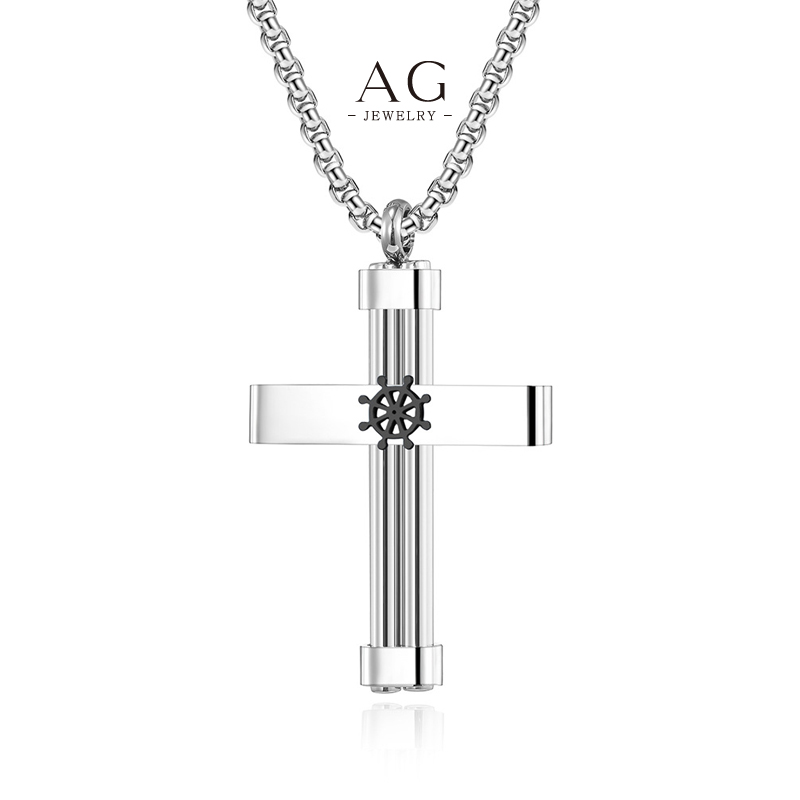 AG Men&lsquo;s Stainless Steel Cross Necklace Religious Jewelry BSCI Certified AGDZ109