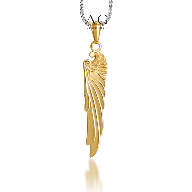AG Men&lsquo;s Stainless Steel Feather Pendant Necklace Factory Price Bulk Order Supplier AGSP784