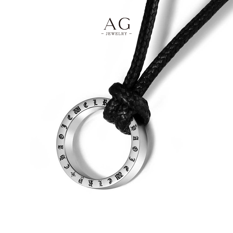 AG Men&lsquo;s Stainless Steel Ring On Wax Rope Necklace Low Price Direct Factory Supplier AGSP727