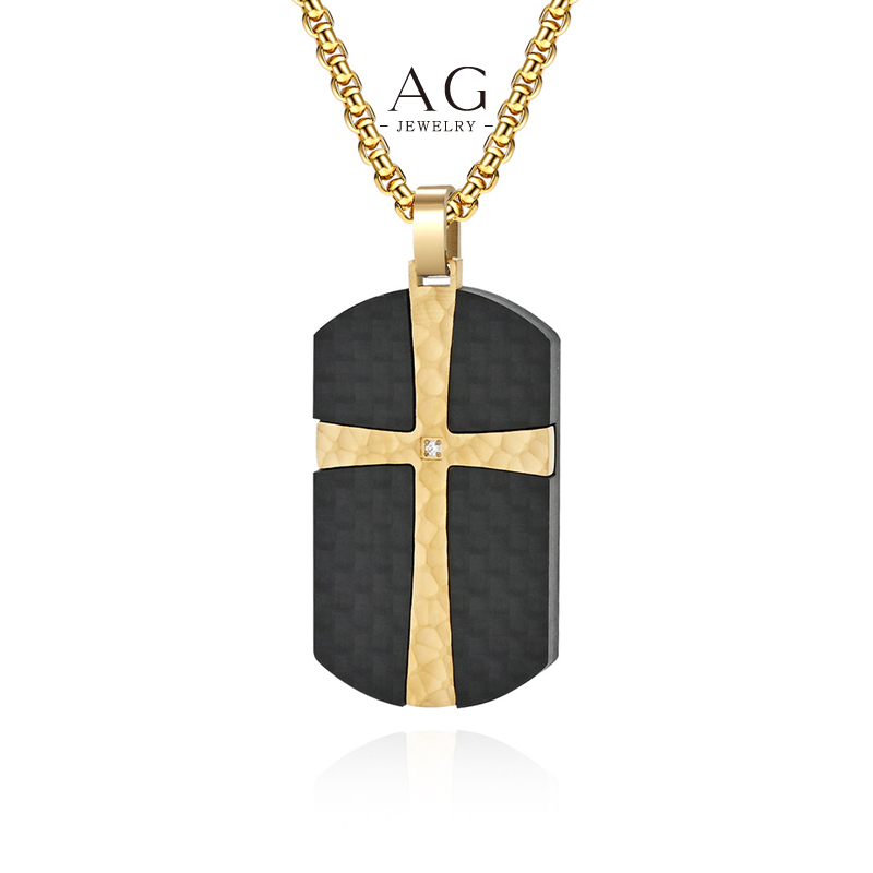 AG Men&rsquo;s Stainless Steel Square Cross Necklace Bold Statement Jewelry B2B Supplier AGDZ168