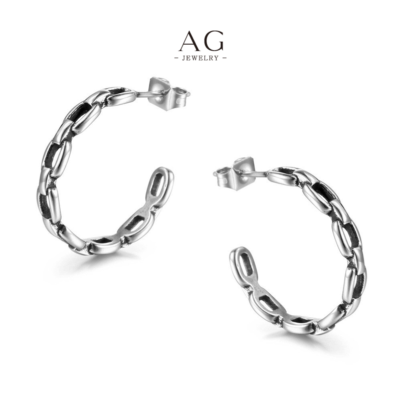 AG Men&rsquo;s Stainless Steel Curve Earrings Contemporary Jewelry Bulk Supplier AGCF138