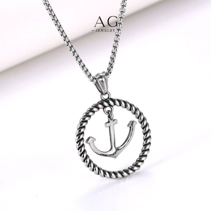 AG Men&lsquo;s Steel Cross Pendant Necklace Custom Engraving Service AGSP875