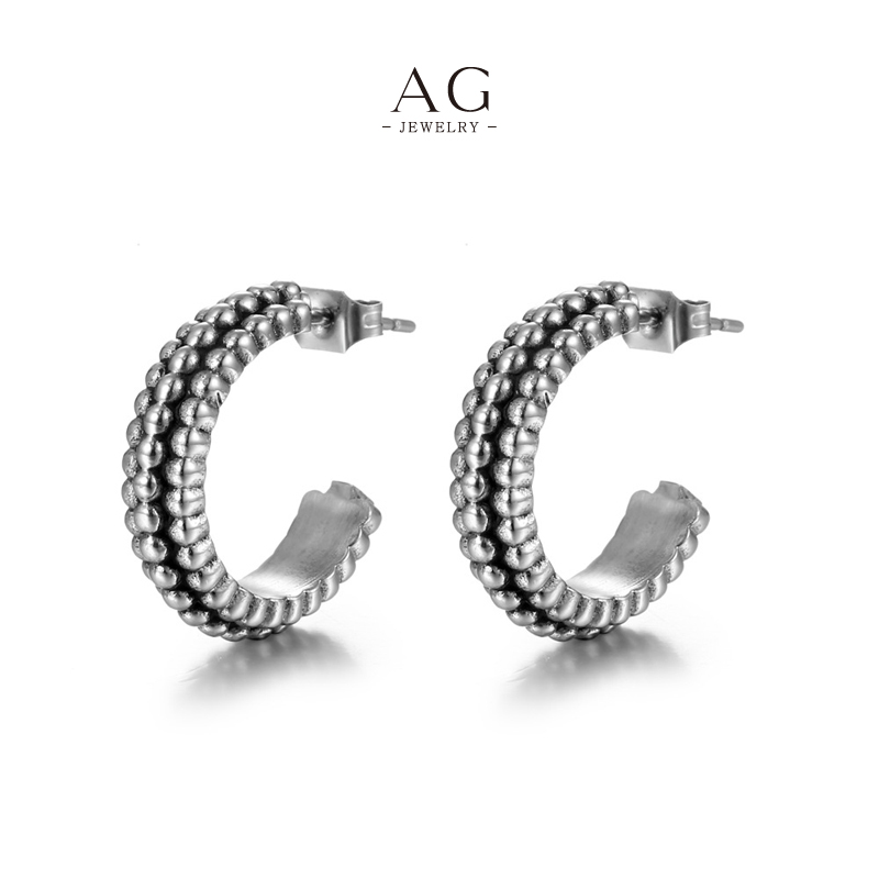 AG Men&lsquo;s C Shape Hoop Earrings Modern Minimalist Line OEM Manufacturer AG JEWELRY AGCF135