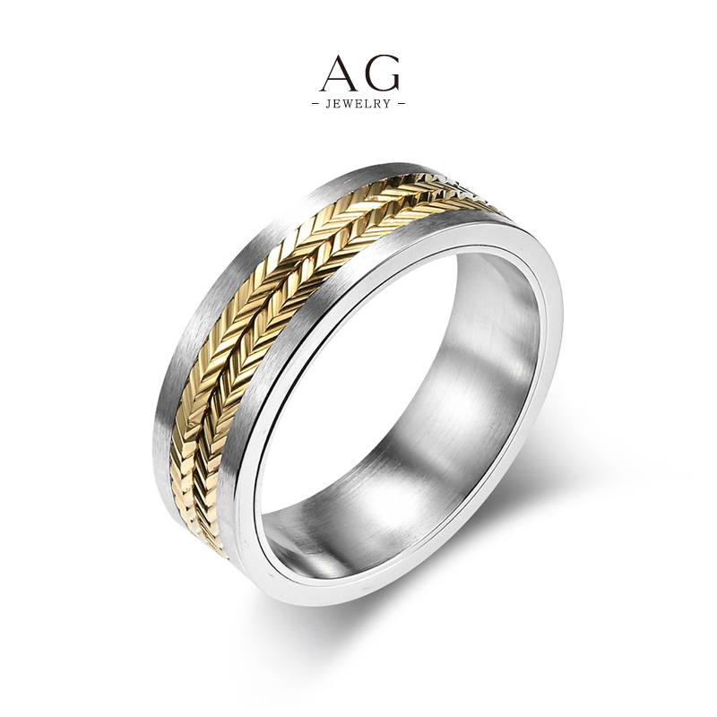 AG Stainless Steel Bi Color Ring Contrast Design Wholesale Exporter AG JEWELRY AGJZ043