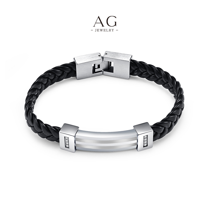 AG Men's PU Cord Wristband Promotional Item Bulk Supplier AGSL035