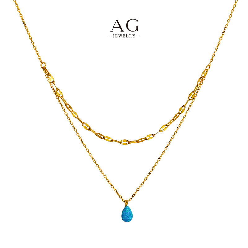 AG Natural Opal Pendant Necklace Iridescent Gemstone Jewelry Line Wholesale Supplier AGN25004