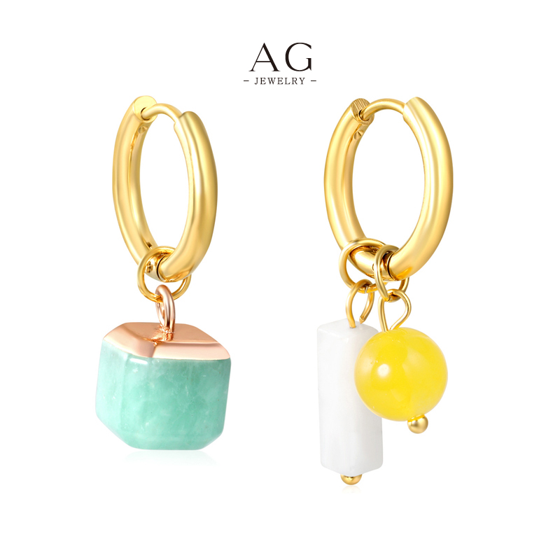 AG Jade Clear Quartz Freeform Earrings Asymmetrical Healing Jewelry Line Bulk Order Supplier AG34240