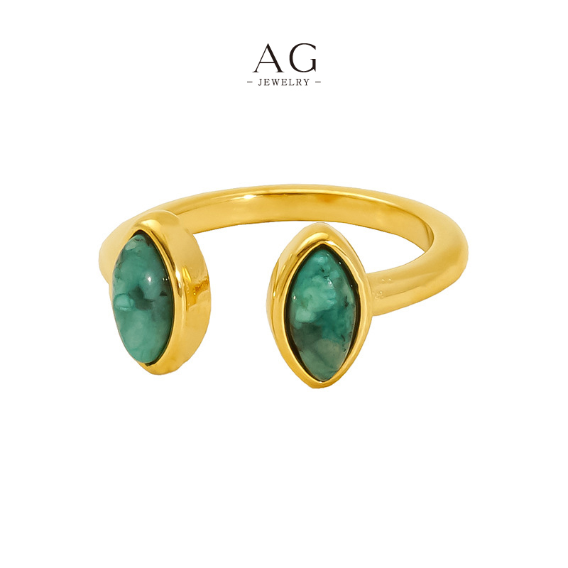 AG Turquoise Agate Statement Ring Earth Tone Gemstone Jewelry Line OEM Service AG1149