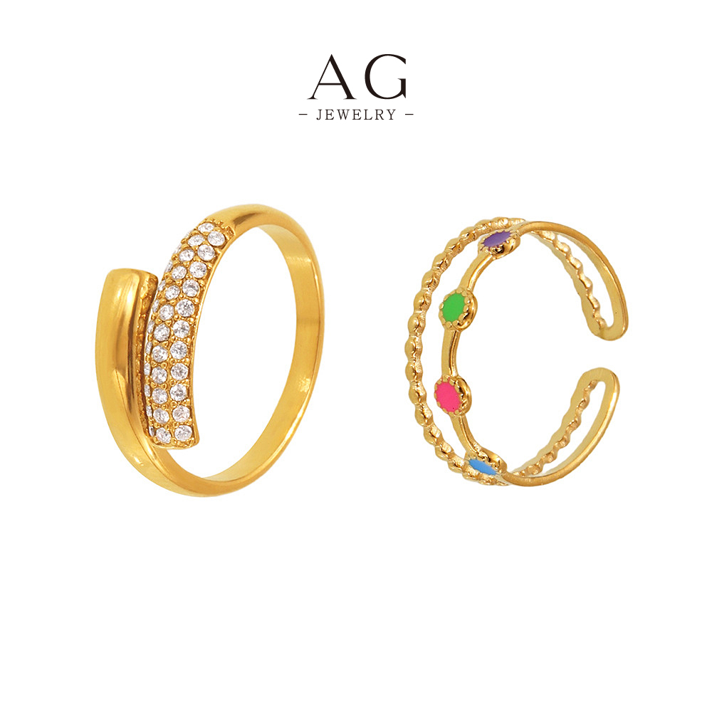 AG Stainless Steel Zirconia Ring Set Jewelry Manufacturer Small MOQ AGA727