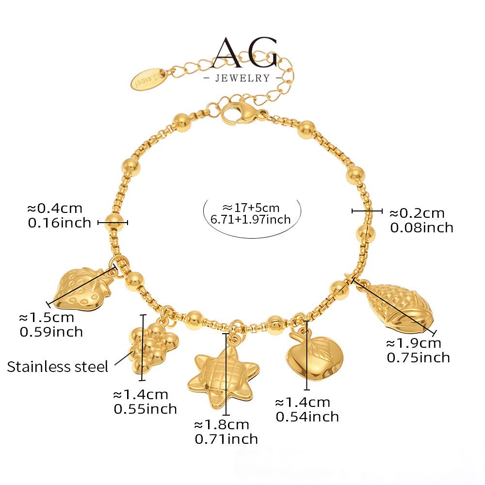 AG Stainless Steel Shell Flower Charm Bracelet Coastal Garden Jewelry AG JEWELRY AGE643