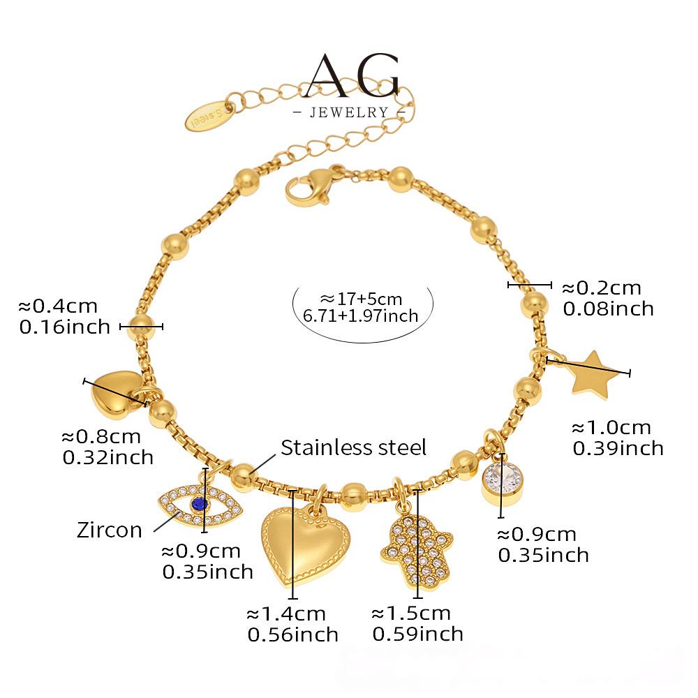 AG Stainless Steel Delicate Multi Pendant Bracelet Minimalist Daily Wear AGE644