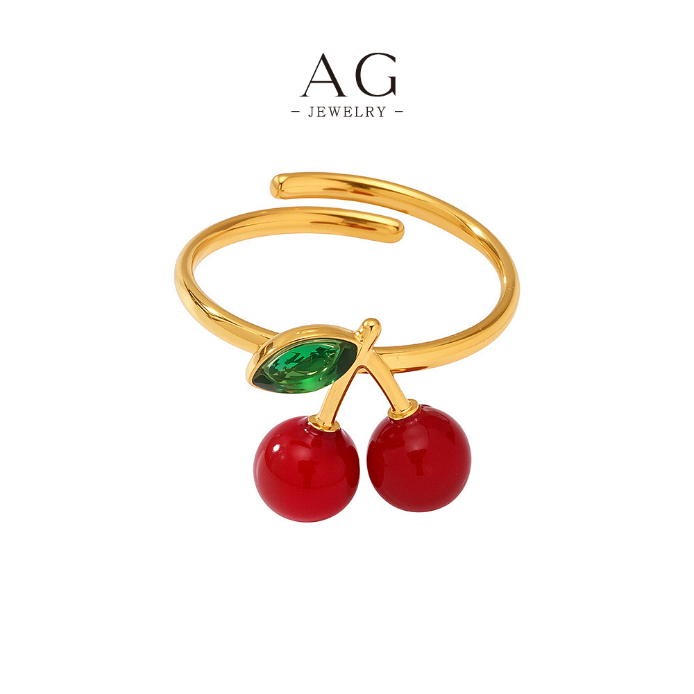 AG Stainless Steel Cherry Ring Fruit Theme Collection Custom Jewelry Manufacturer AGA761