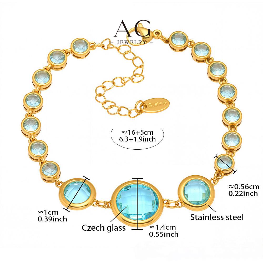 AG Stainless Steel Multi Color Full Zirconia Bracelet Rainbow Crystal Collection AGE653