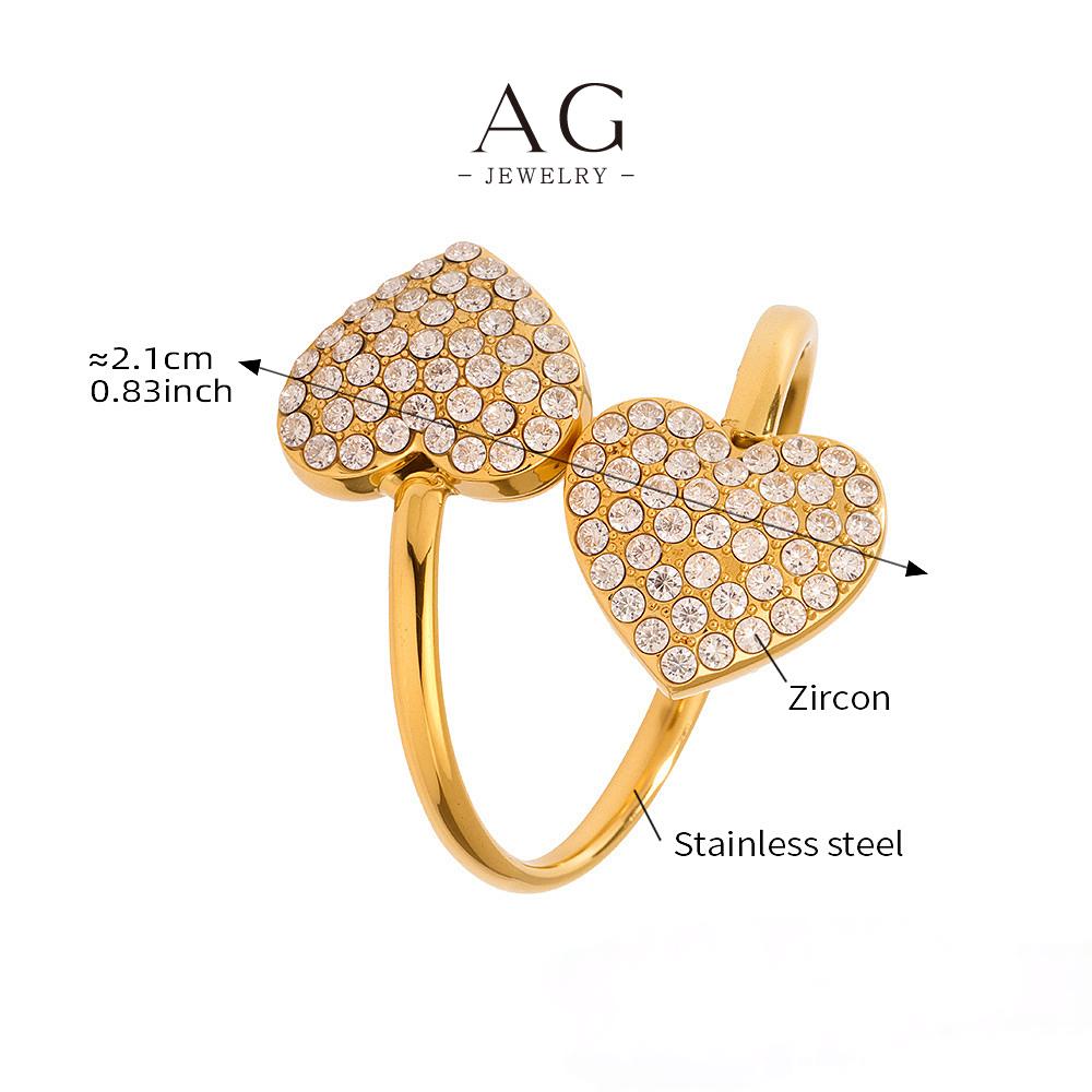 AG Stainless Steel Heart Shaped Ring Bulk Order Supplier BSCI Certified AGA768
