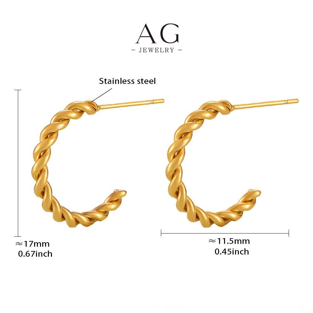 AG Textured C Shape Hoop Earrings Modern Geometric Collection AG JEWELRY AGF1418