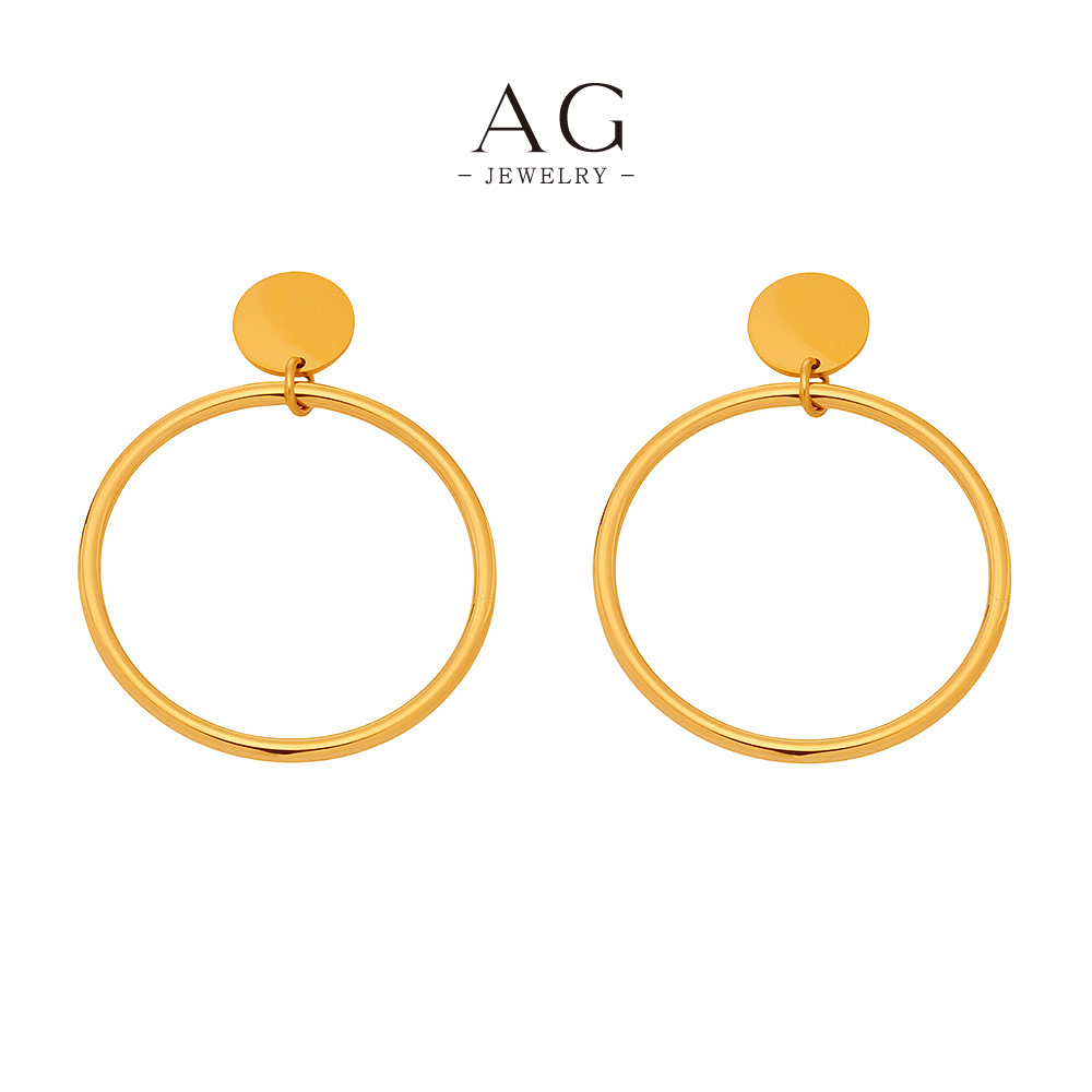 AG Stainless Steel Round Classic Hoop Earrings Timeless Everyday Jewelry Small MOQ AGF244