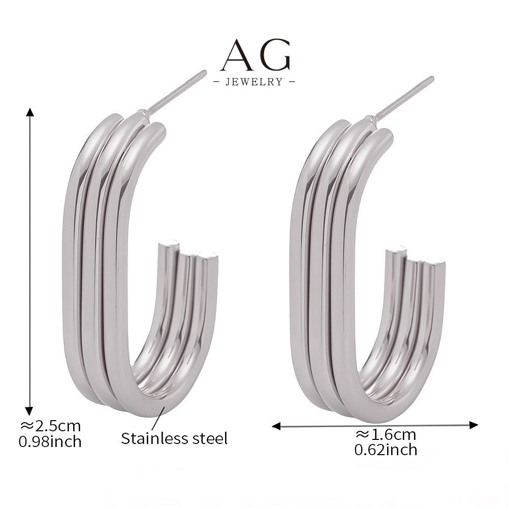 AG Stainless Steel Triple Wire Braided Earrings Modern Textured Design AGF263