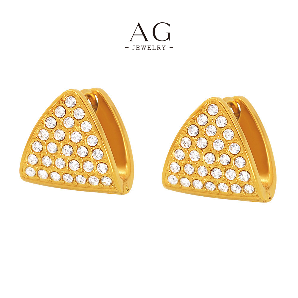 AG Stainless Steel Triangle Zirconia Earrings Geometric Statement Jewelry AGF1186