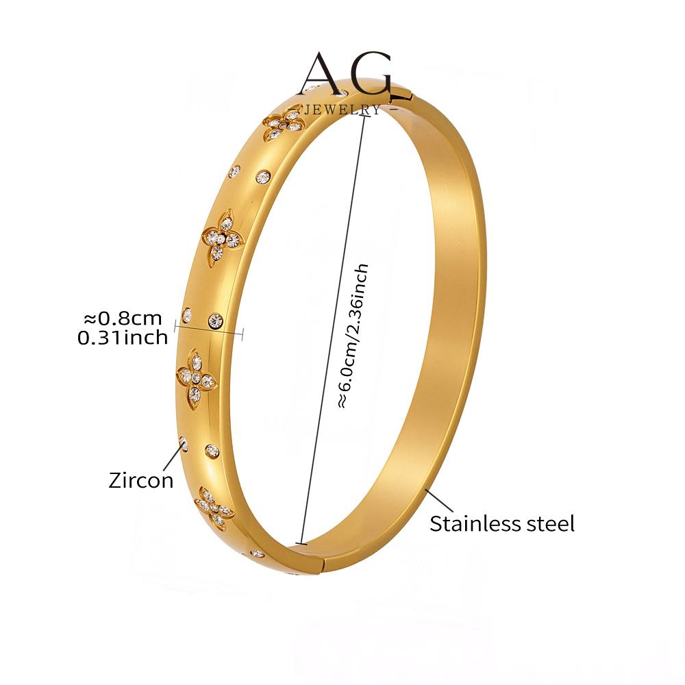 AG Stainless Steel Diamond Wave Bangle Ocean Inspired Design AGZ136