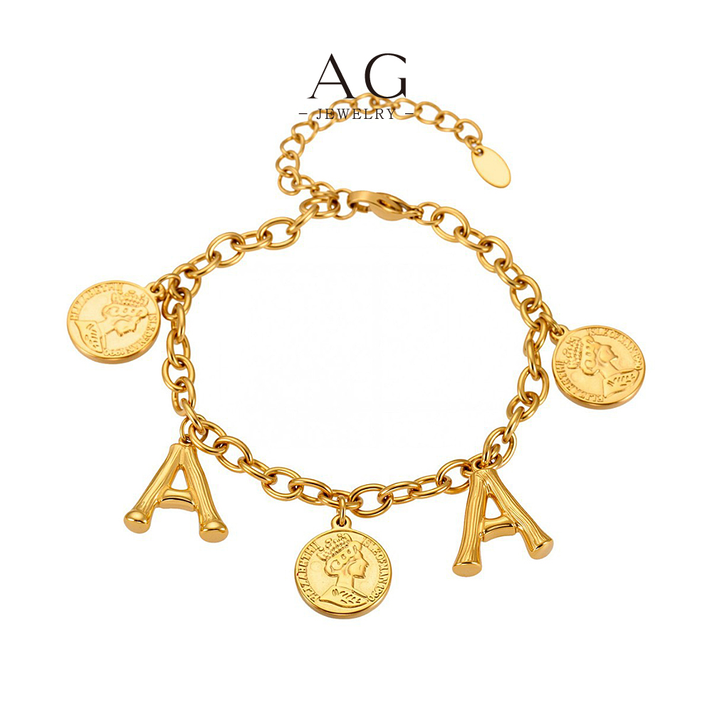 AG Stainless Steel 26 Alphabet Handset Pendant Necklace Custom Initial Jewelry Bulk Order Supplier AGRE002 