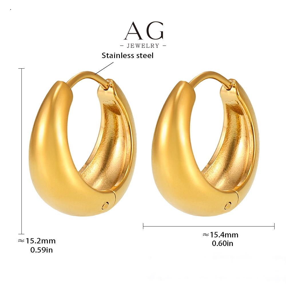 AG Stainless Steel Hollow Hoop Earrings Small Medium Large Sizes Lightweight Classic AGF1714