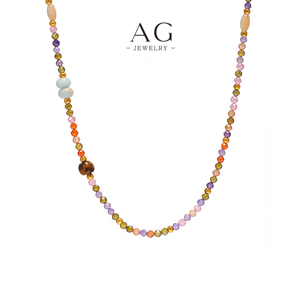 AG Stainless Steel Beaded Charm Necklace Stackable Layered Jewelry AGP1269