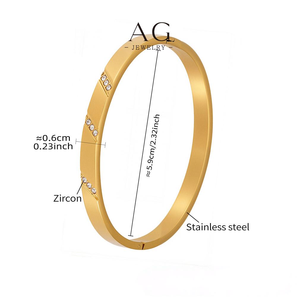 AG Stainless Steel Diamond Line Bangle Architectural Style Bracelet AG JEWELRY AGZ122