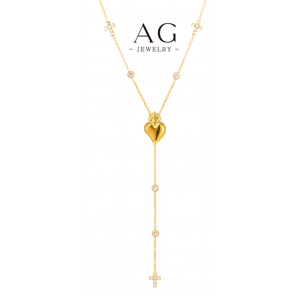 AG Stainless Steel Zircon Necklace Hypoallergenic Fashion Jewelry for Women Men Gift AGP1493