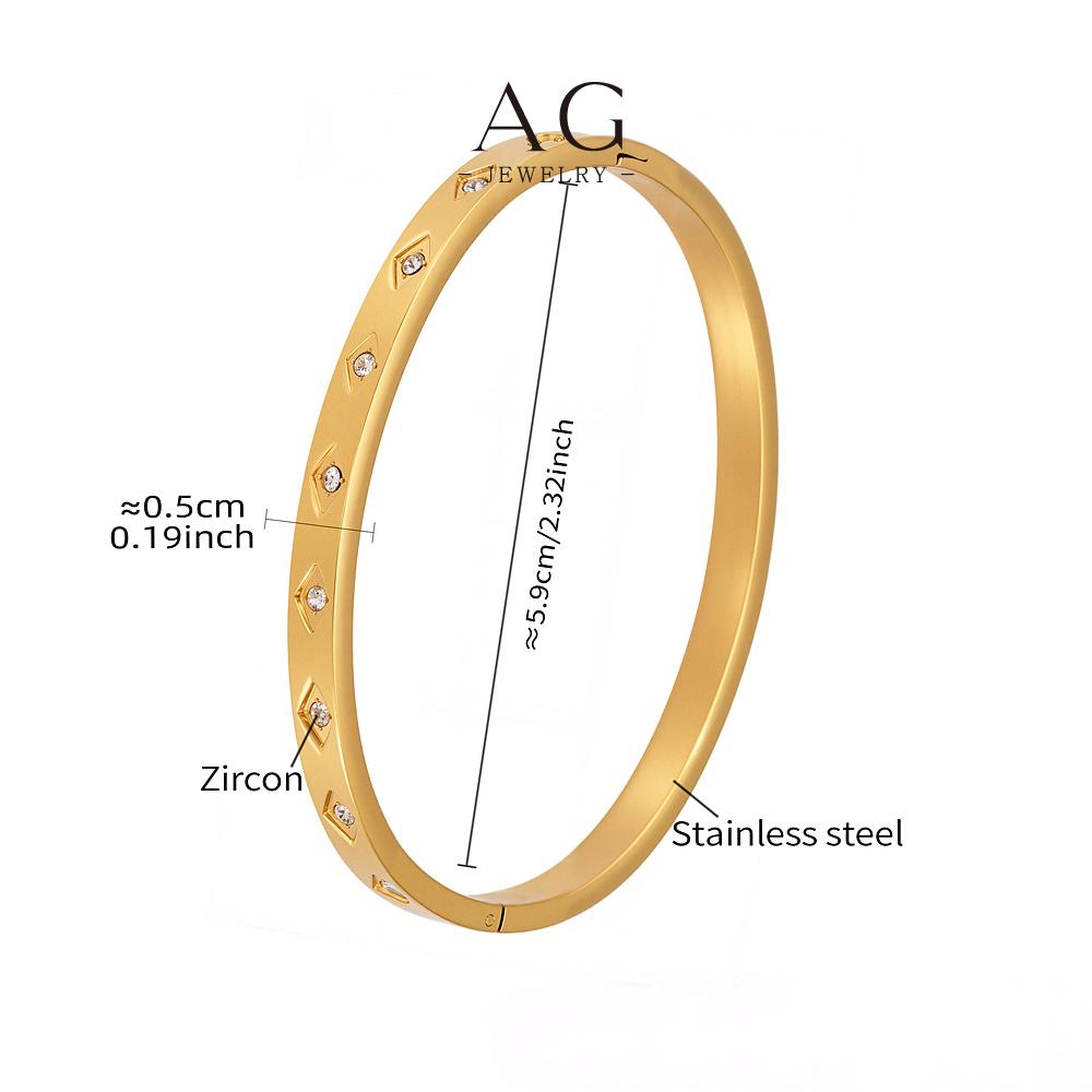 AG Stainless Steel Pavé Diamond Bangle Luxury Dress Bracelet AGZ028